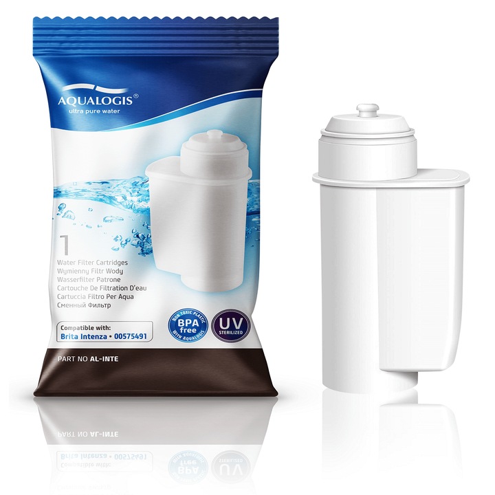 Filtru de apa pentru espressoare – Aqualogis AL-Inte, 50 L, Alb, compatibil cu Bosch, Siemens, Neff si Gaggenau, reduce calcarul, imbunatateste gustul cafelei, montare rapida si utilizare de pana la 2 luni per filtru