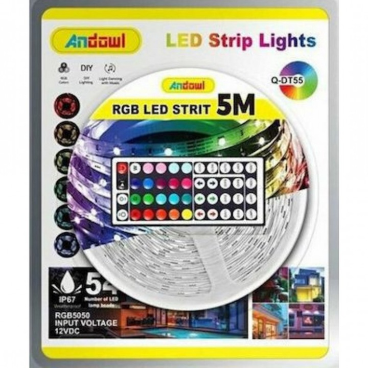 RGB 5050 vízálló LED szalag távirányítóval, Q-DT55