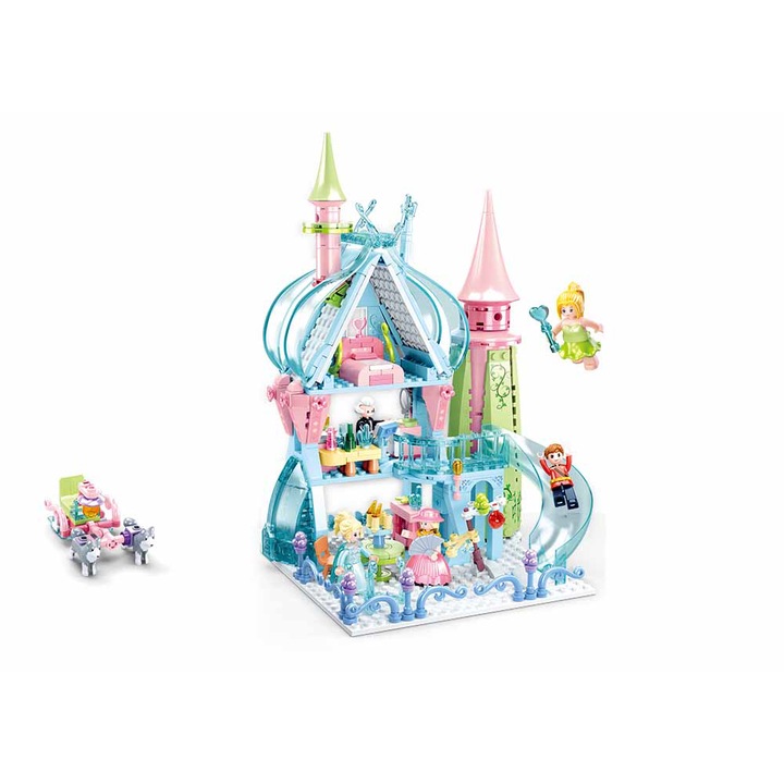 Set de constructie castel, Sluban, 447 piese, Multicolor