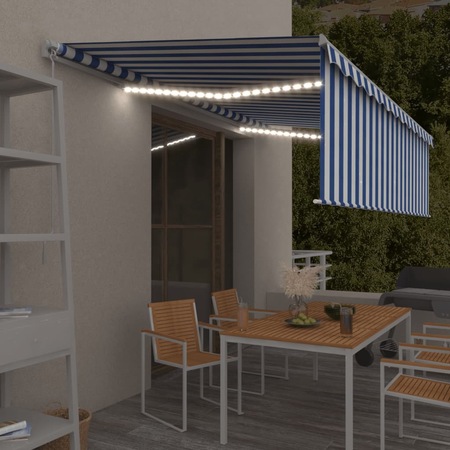 Copertina retractabila manual cu stor&LED, albastru&alb, 5x3 m, Rezistenta UV si apa 3069341