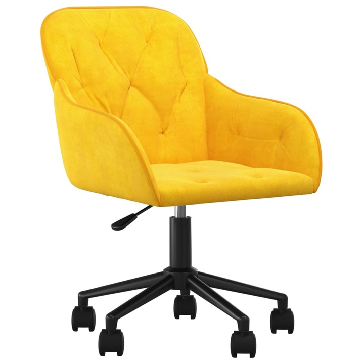 Въртящ се офис стол vidaXL, Жълт, Кадифе, 56 x 61 x 78 см
