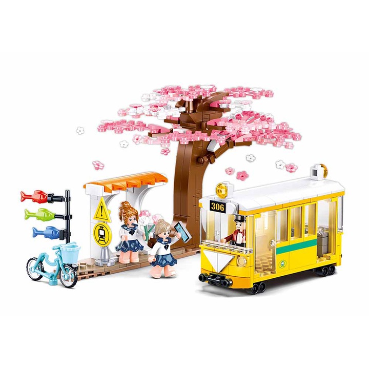 Set de constructie statie autobuz, Sluban, 347 piese, Multicolor