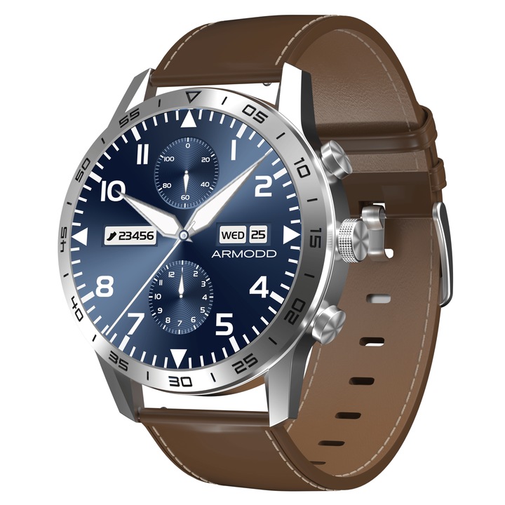 Smartwatch Silentwatch 4 Pro ARMODD, съвместим с iOS, Android, Bluetooth разговори, резервна каишка, сребрист