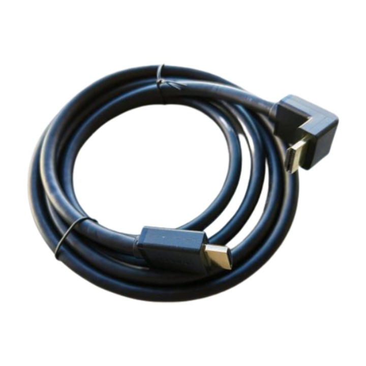 Cablu video- HDMI la HDMI in unghi, suport 4k@30Hz, 2m - negru