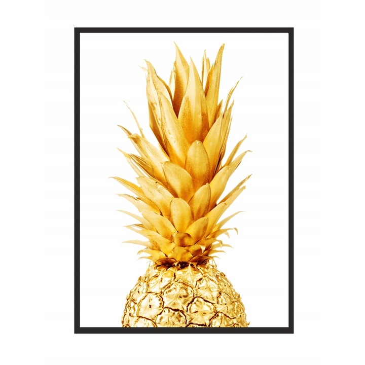 Poster cu rama Ananas, PoStar, 33x43 cm, Auriu