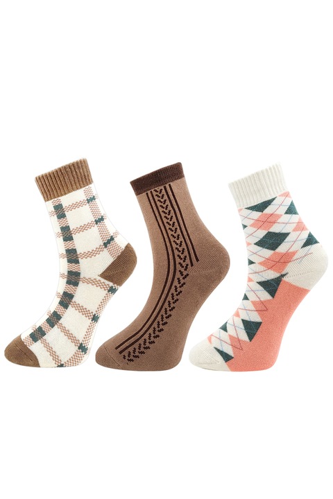 Set 3 Perechi Sosete Groase si Calduroase Model 'Geometric Happiness'