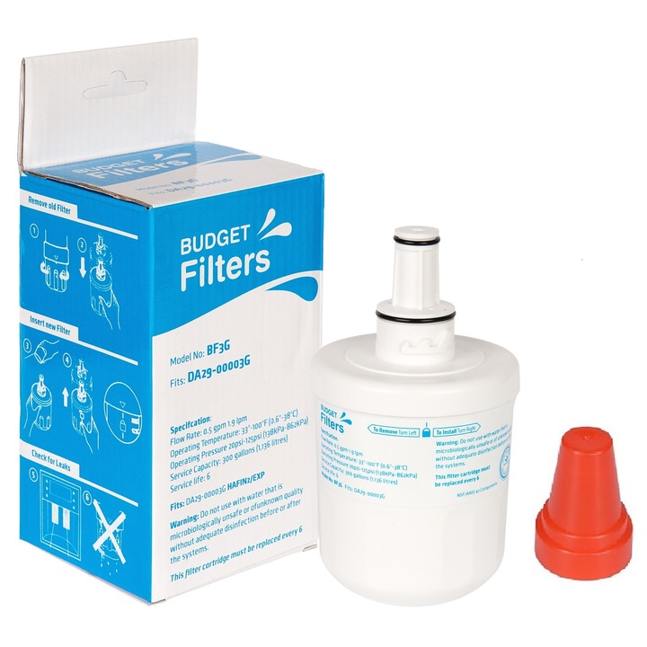 Filtru de apa Samsung Aqua-Pure, Alb – compatibil cu frigidere side-by-side, reduce clorul si impuritatile, imbunatateste gustul apei, instalare usoara si performanta ridicata de filtrare