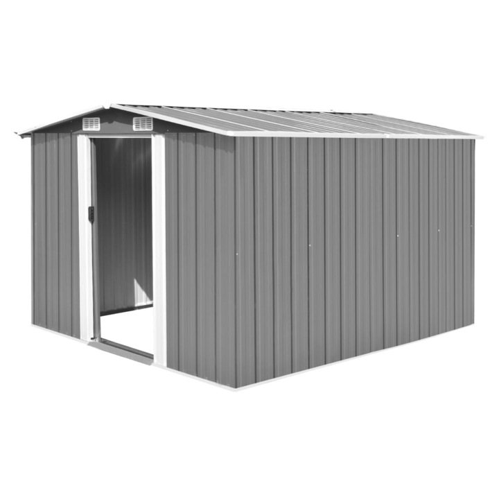 VidaXL szürke fém kerti fészer 257 x 298 x 178 cm 143341
