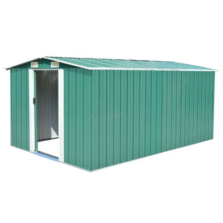 VidaXL zöld fém kerti fészer 257 x 392 x 181 cm 143344