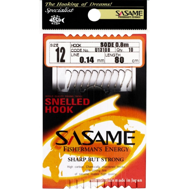 Kötött horgok Sasame Sode U13108 Nikkel, 10 db, zsinór 80 cm, 6