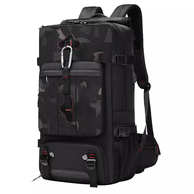 Rucsac laptop 15.6", impermeabil, expandabil, pentru excursii sau sport, cu spatiu pentru incaltaminte, Escalate, 31x18x58 cm, Camuflaj
