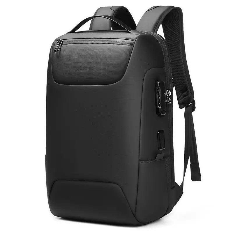 Rucsac laptop 15.6", business casual, impermeabil cu cifru antifurt si port de incarcare USB, Escalate, 30x16x47 cm, Negru