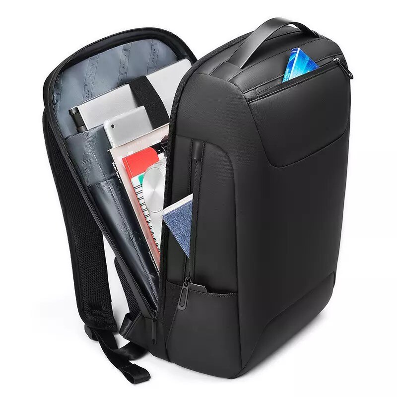 Rucsac laptop 15.6", business casual, impermeabil cu cifru antifurt si port de incarcare USB, Escalate, 30x16x47 cm, Negru