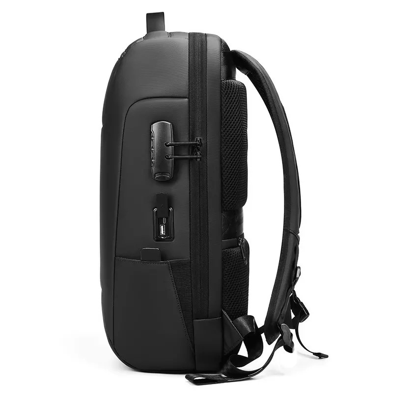 Rucsac laptop 15.6", business casual, impermeabil cu cifru antifurt si port de incarcare USB, Escalate, 30x16x47 cm, Negru