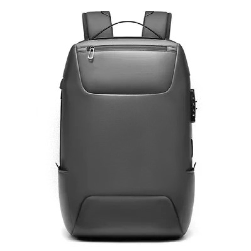 Rucsac laptop 15.6", business casual, impermeabil cu cifru antifurt si port de incarcare USB, Escalate, 30x16x47 cm, Gri