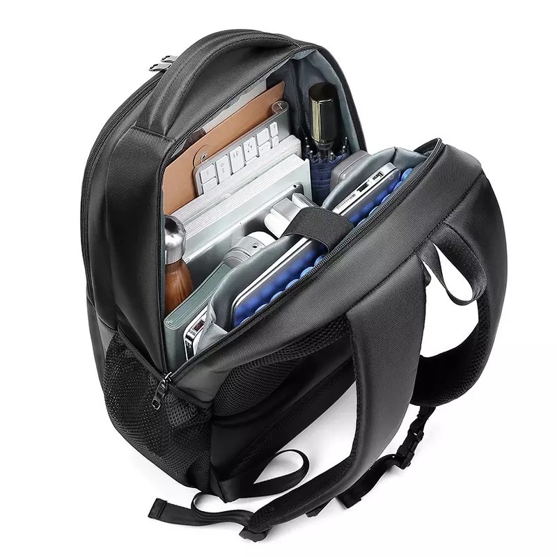 Rucsac laptop 15.6", casual, impermeabil, cu buzunar antisoc, Escalate, 33.5x14x48 cm, Negru