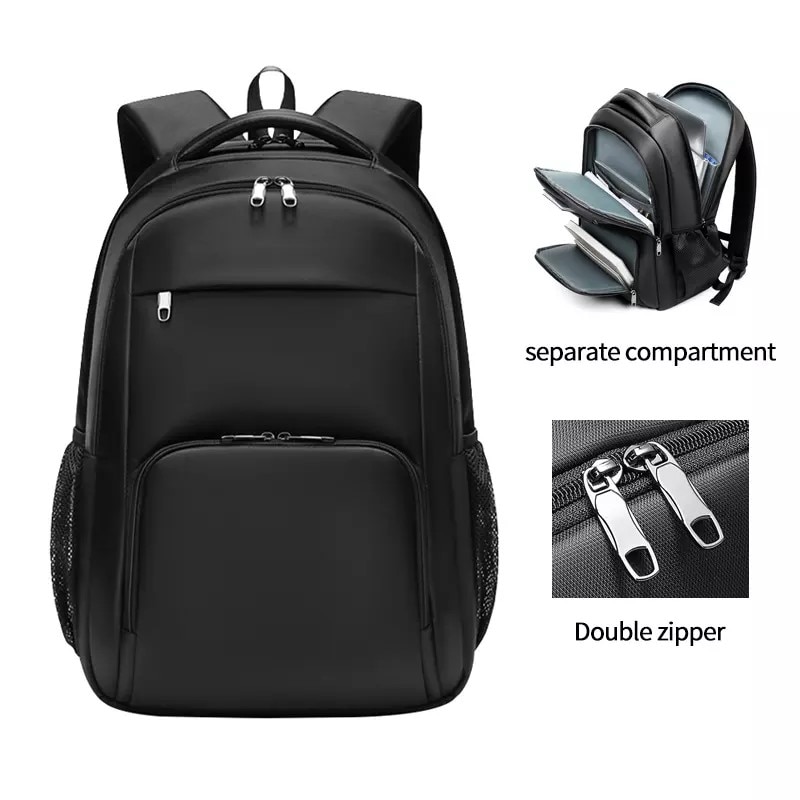 Rucsac laptop 15.6", casual, impermeabil, cu buzunar antisoc, Escalate, 33.5x14x48 cm, Negru