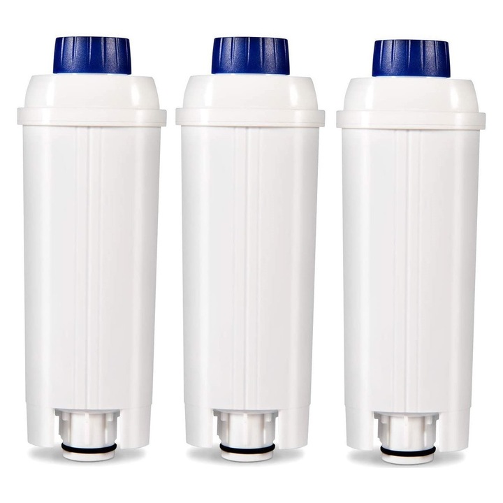 Set 3 filtre de apa pentru espressoare DeLonghi, Aqualogis AL-S002, alb, compatibile cu modelele ECAM, ESAM, ETAM, reduc depunerile de calcar, imbunatatesc gustul cafelei, instalare rapida si sigura