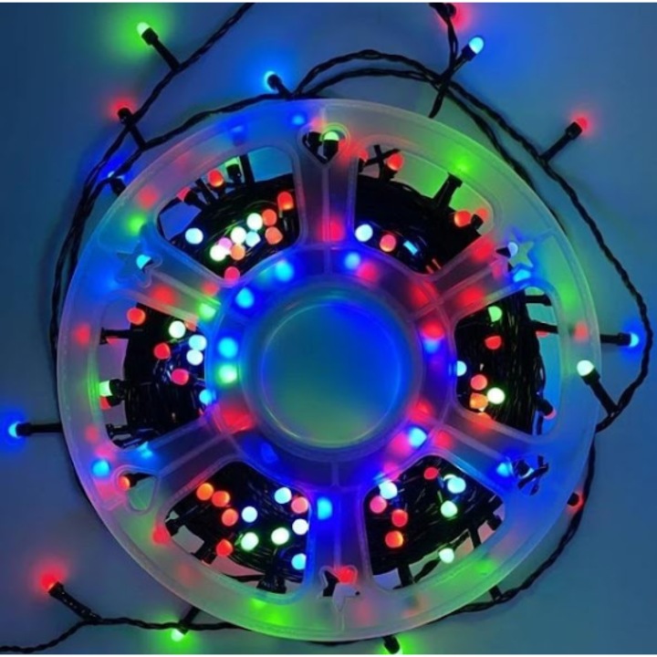 Többszínű karácsonyi fényfüzér tekercs típus, lineáris, 100 m, 500 LED 6025RB / hosszú füzér, kültéri-beltéri használatra