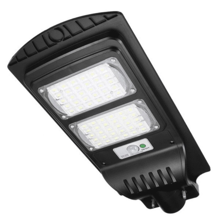 Lampa solara LED, Jortan, 120W, corp iluminat, cu incarcare solara, panou fotovoltaic, suport, telecomanda