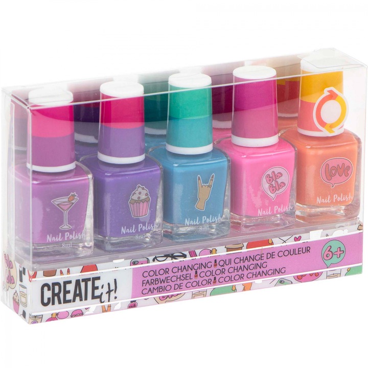 Set 5 sticluta oja care isi schimba culoarea, pentru fetite Multicolor