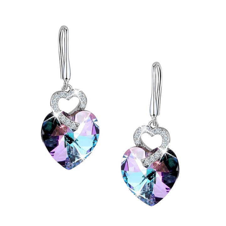 Cercei, Mennica Bydgoska, Argint, Model inima, Argintiu