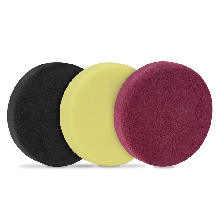 Set discuri de lustruire VONROC PM816AA, 3 bucati, diametru 125mm, negru, galben si rosu, Universal