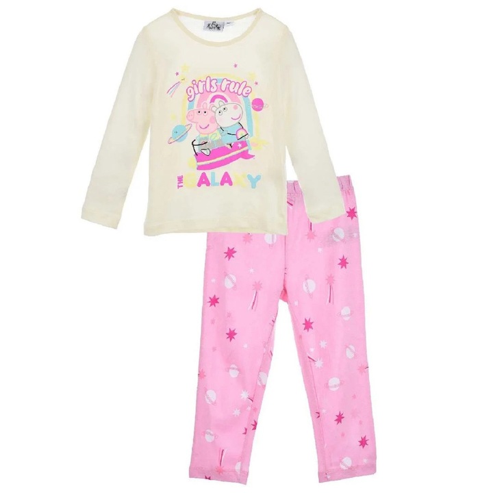 Пижама Peppa Pig Girls Rule с дълъг ръкав 14093, Бял, 122 CM