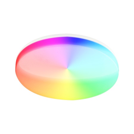 Plafoniera LED RGB inteligenta Tellur TLL331401, 24W, 2400 lm, lumina alba rece/calda si colorata, IP54, cotrol vocal, 33cm, rotunda, Alb, clasa energetica F