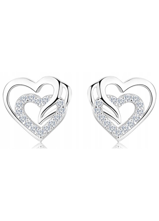 Cercei, Mennica Bydgoska, Argint, Model inima, Argintiu