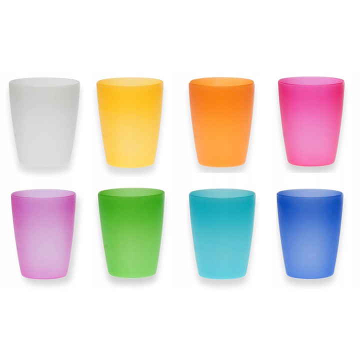 Set 8 Pahare, Sagad, Plastic, 300 ml, Multicolor