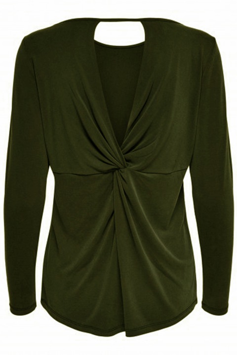 Bluza cu decupaj in V pe spate Only, Kaki