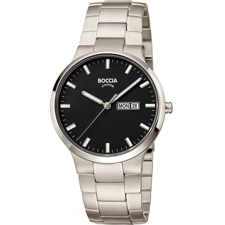 Ceas barbatesc Boccia Quartz, 39mm, 5ATMdsafxzg, Argintiu