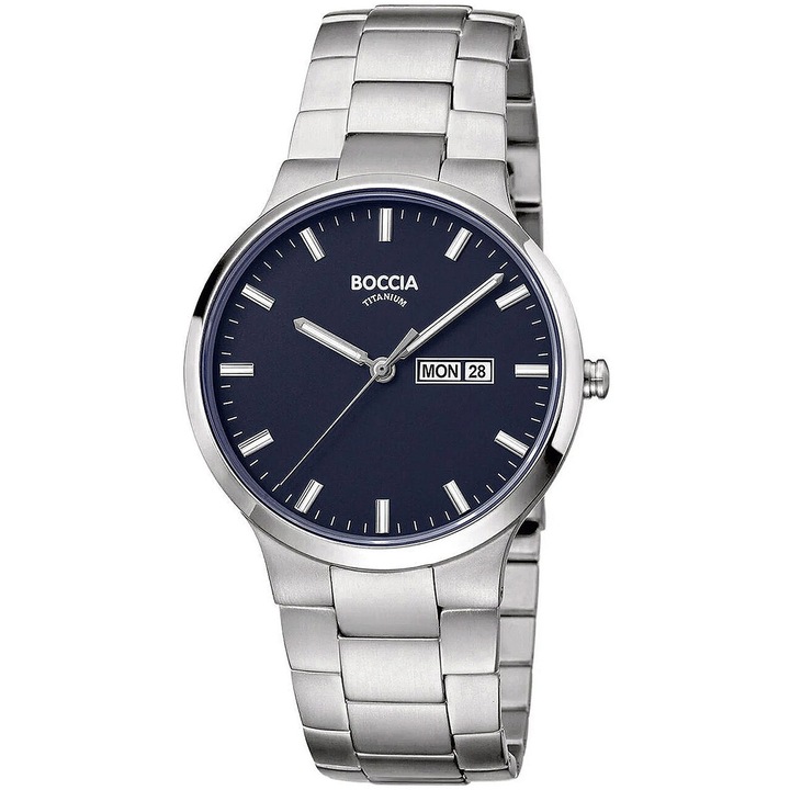 Ceas barbatesc Boccia Quartz, 39mm, 5ATMdsafxzg, Argintiu