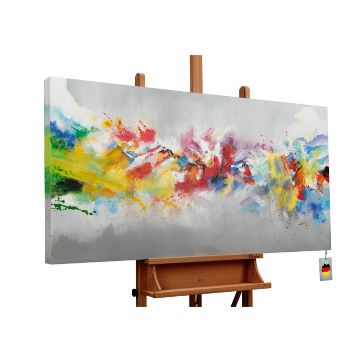 Tablou pictat manual, acrilic pe panza “Viata colorata” 140x70cm