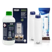 Kit intretinere espressor DeLonghi – 2x filtru apa Aqualogis AL-S002 + solutie decalcifiere EcoDecalk 500ml, curatare eficienta, gust pur, protectie anti-calcar, compatibil ECAM, ETAM, ESAM