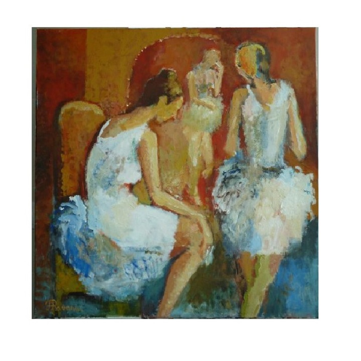 Tablou, Balerine, 2019, acrilic pe panza, ne-inramat, 60 x 60 cm