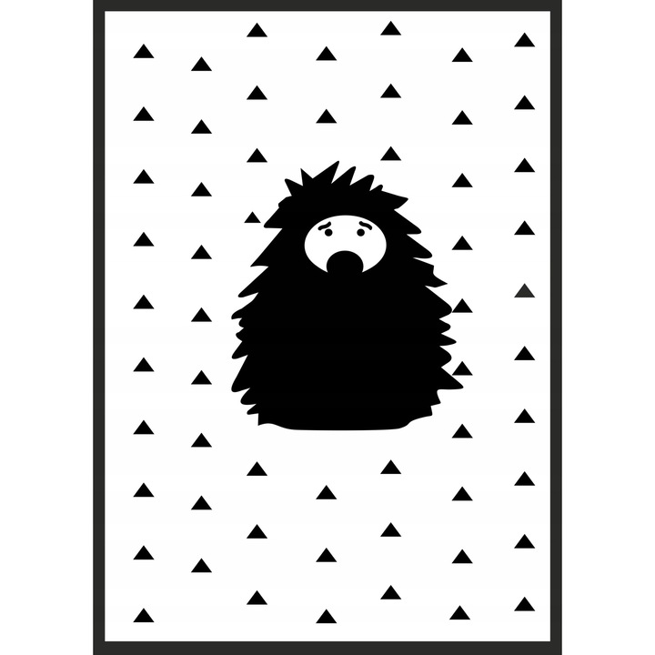 Poster cu rama Arici, PoStar, 33x43 cm, Alb/Negru