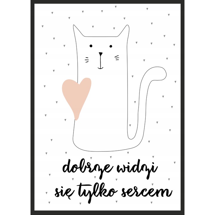 Рамкиран постер Котка, PoStar, 33x43 см, розово/черно