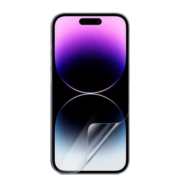 Set folii de protectie Mate, pentru iPhone 14 Pro, fata si spate, Anti amprenta, din silicon