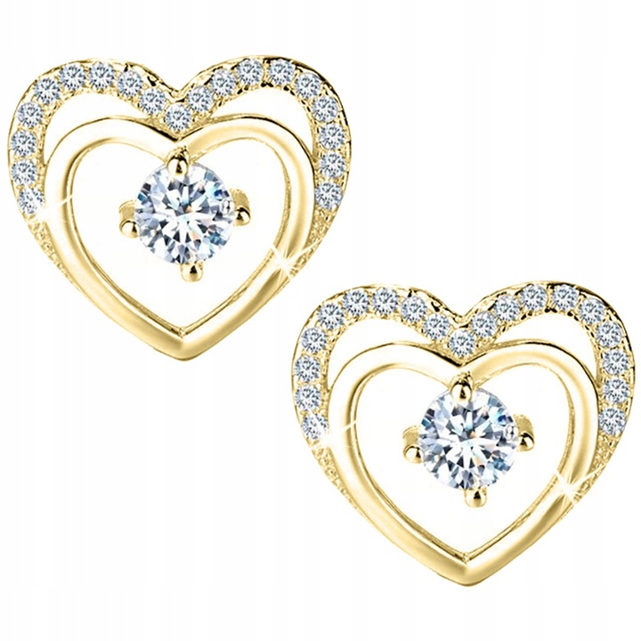 Обеци Mennica Bydgoska, сребро 925, сърце, злато