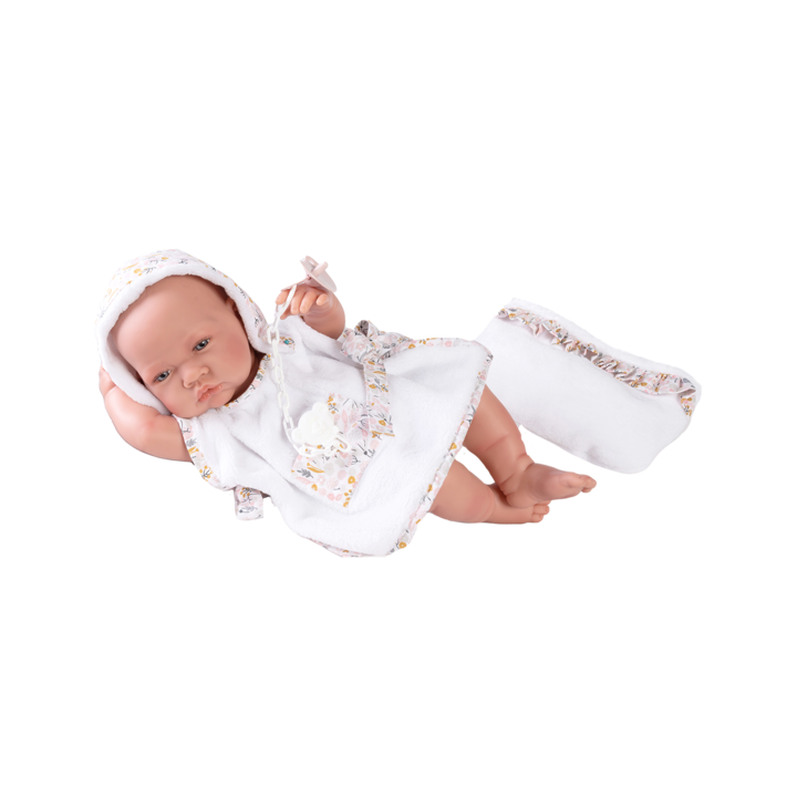 Újszülött babababa fürdőpárnával, 42 cm, Antonio Juan