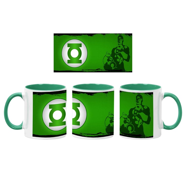 Ceasa de cafea/ceai din ceramica Tralala DC Green Lantern, verde, 330 ml
