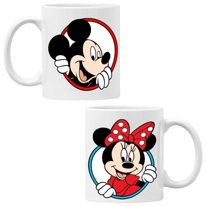 Cana de cafea/ceai Mug Tralala Mickey & Minnie Set For Couples, Alb, 330 ml