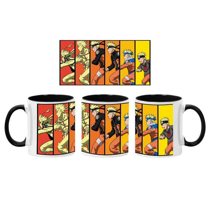 Ceasa de cafea/ceai din ceramica Tralala Naruto Evolution, neagra, 330 ml