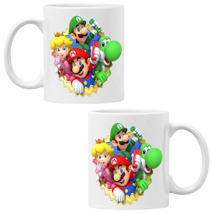 Керамична Чаша за кафе/чай Tralala Super Mario 14, Жълт, 330 мл