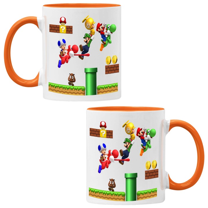 Керамична Чаша за кафе/чай Tralala Super Mario 10, Оранжев, 330 мл