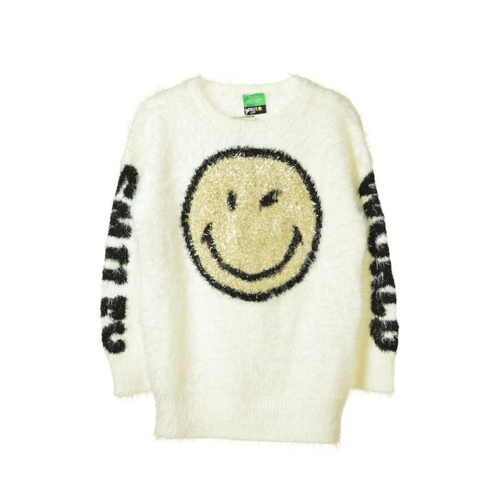 Pulover pentru fetite, Benetton, Poliamida, Multicolor, 120 cm