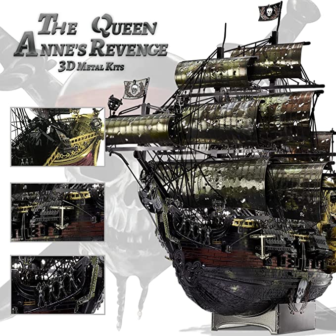 Piececool 3D Puzzle, Queen Anne's Revenge, Fém, 439 db-os - eMAG.hu