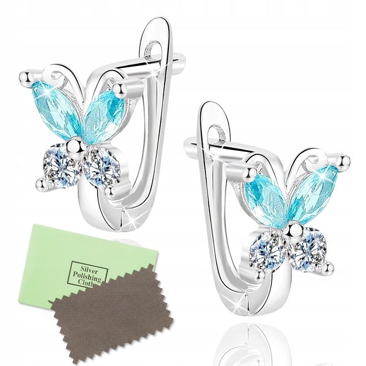 Fülbevaló szett, Mennica Bydgoska, ezüst, kék/ezüst